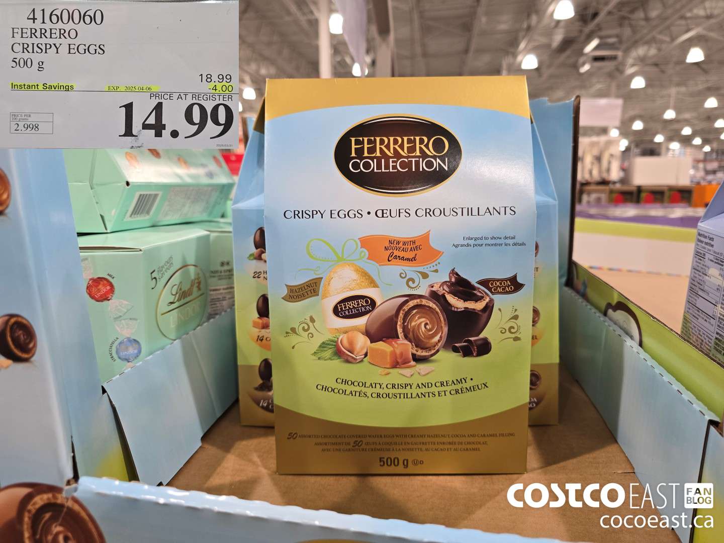 4160060 FERRERO CRISPY EGGS 500 G ($4.00 INSTANT SAVINGS EXPIRES ON 2025-04-06) $14.99