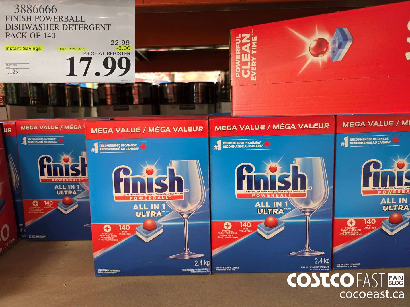 3886666 FINISH POWERBALL DISHWASHER DETERGENT PACK OF 140 ($5.00 INSTANT SAVINGS EXPIRES ON 2025-03-16) $17.99