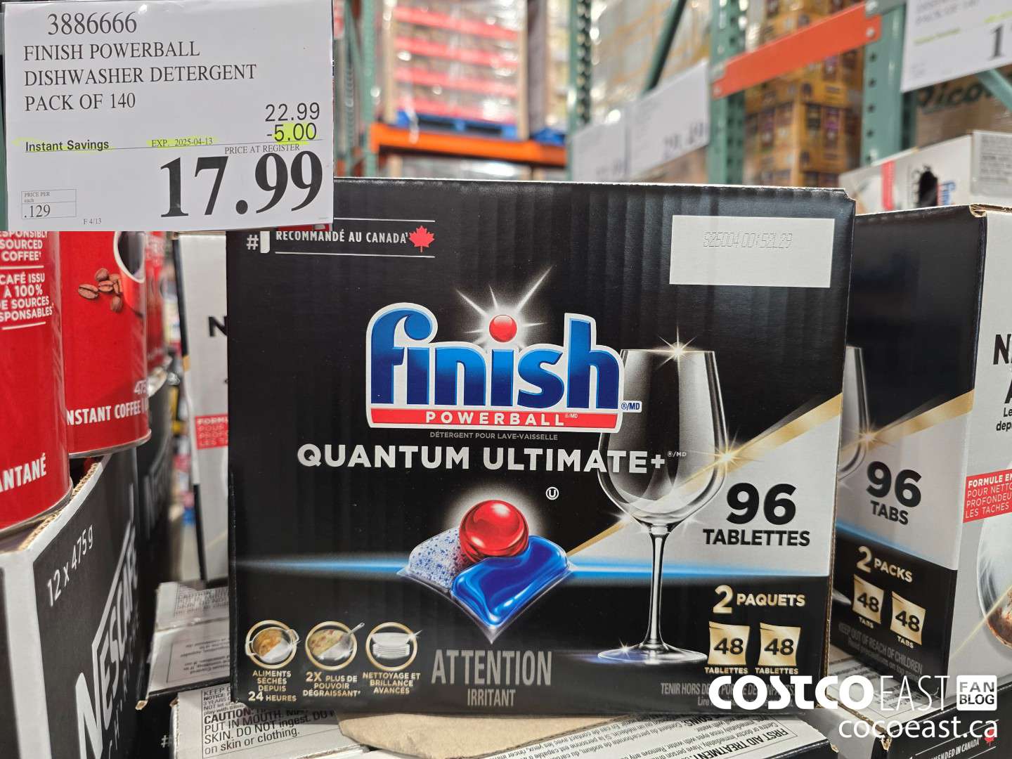 3886666 FINISH POWERBALL DISHWASHER DETERGENT PACK OF 140 ($5.00 INSTANT SAVINGS EXPIRES ON 2025-04-13) $17.99