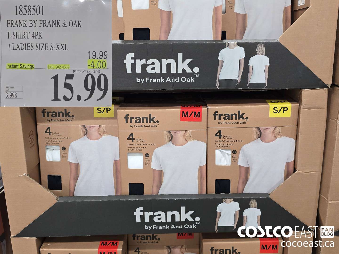 1858501 FRANK BY FRANK & OAK T-SHIRT 4PK +LADIES SIZE S-XXL ($4.00 INSTANT SAVINGS EXPIRES ON 2025-03-16) $15.99