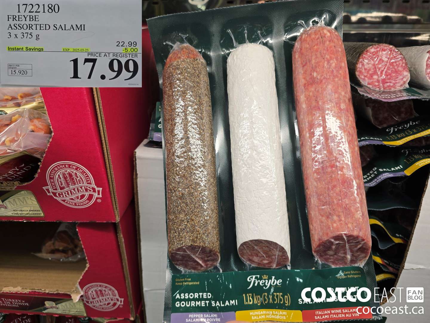 1722180 FREYBE ASSORTED SALAMI 3 x 375 ($5.00 INSTANT SAVINGS EXPIRES ON 2025-03-23) $17.99
