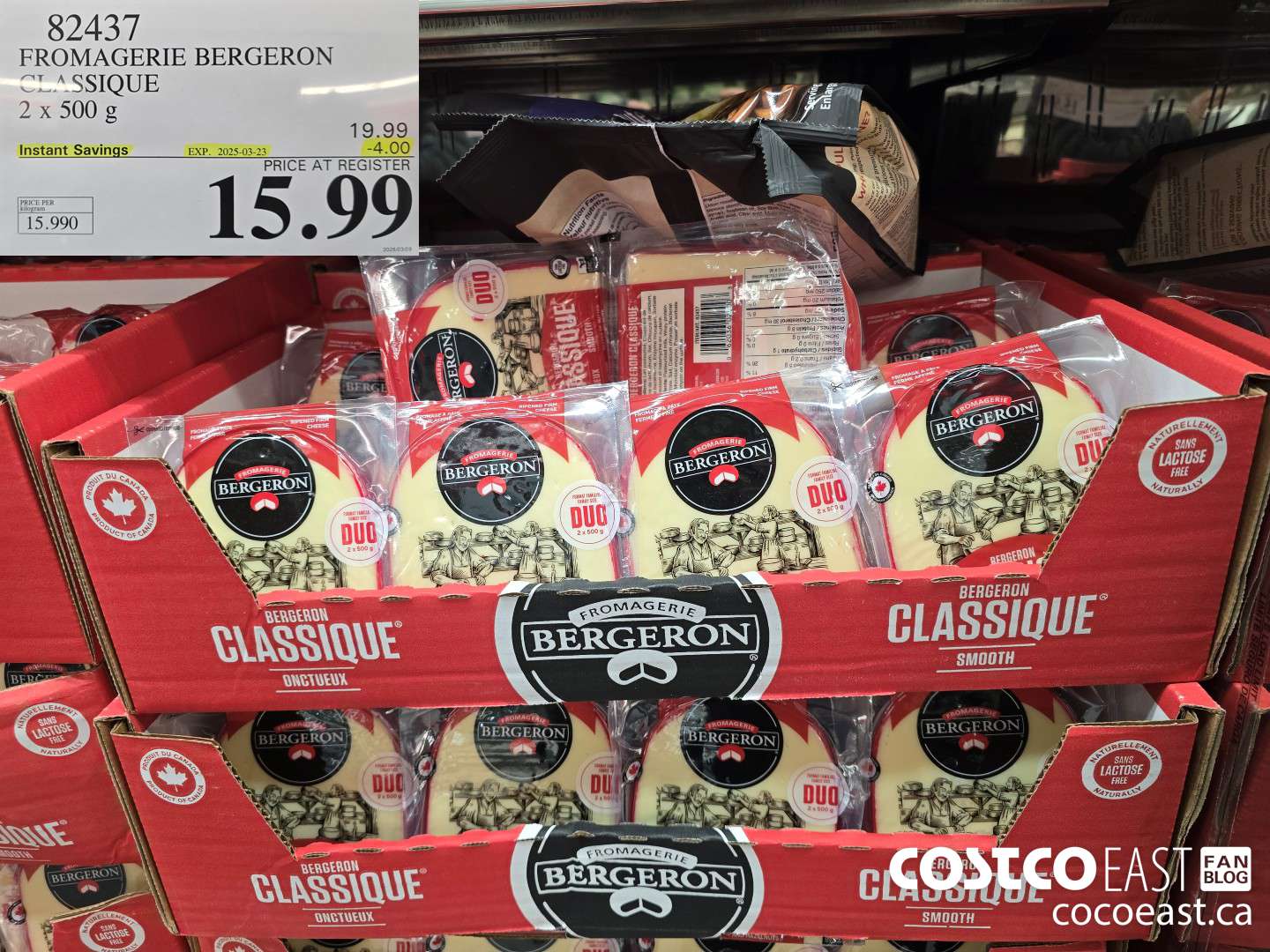 82437 FROMAGERIE BERGERON CLASSIQUE 2 x 500 g ($4.00 INSTANT SAVINGS EXPIRES ON 2025-03-23) $15.99