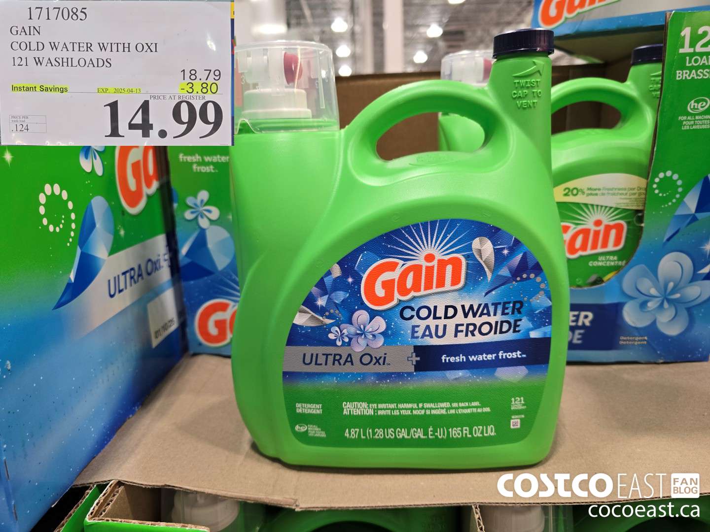 1717085 GAIN COLD WATER WITH OXI 121 wash loads ($3.80 INSTANT SAVINGS EXPIRES ON 2025-04-13) $14.99