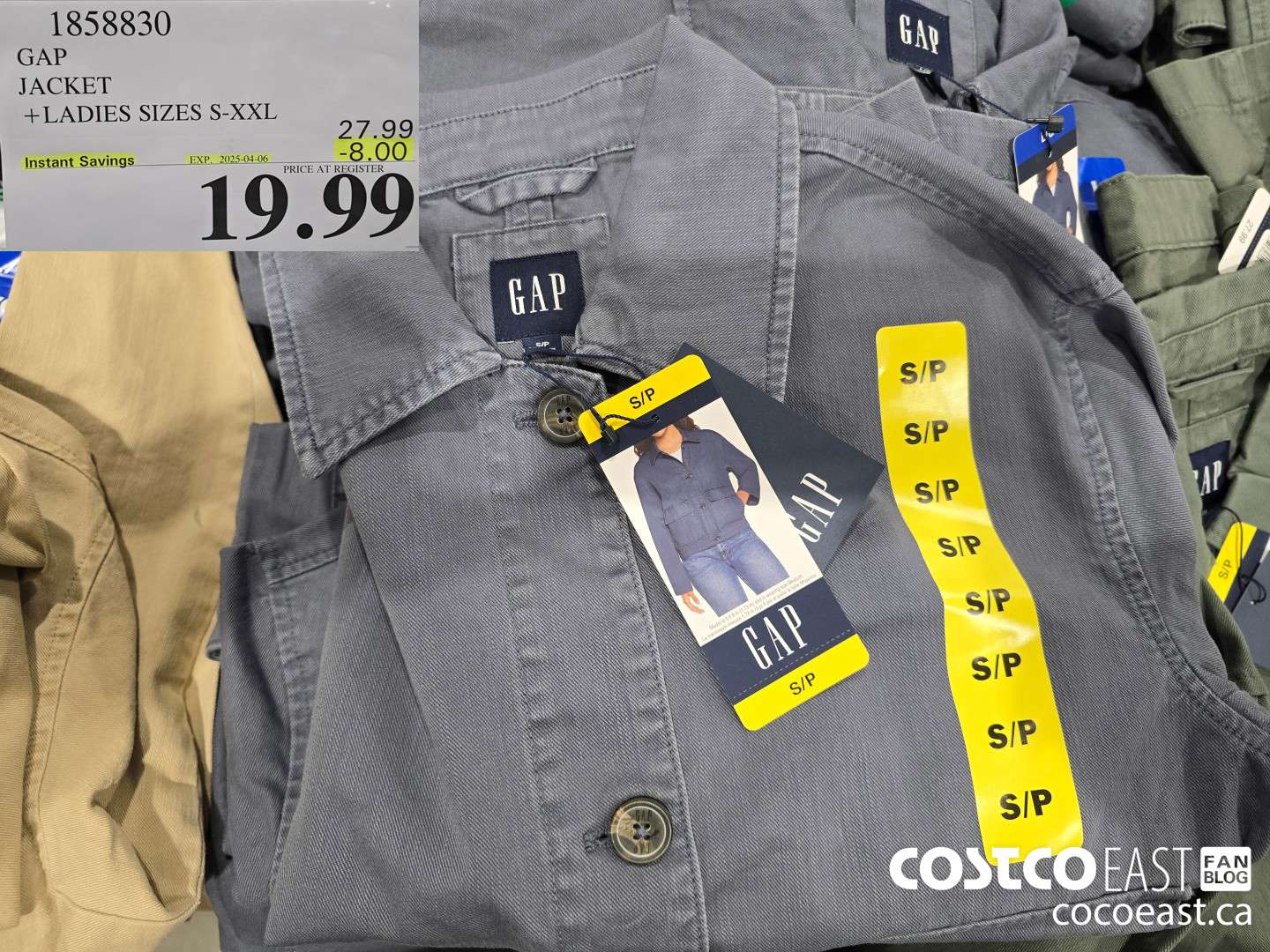 1858830 GAP JACKET + LADIES SIZES S-XXL ($8.00 INSTANT SAVINGS EXPIRES ON 2025-04-06) $19.99