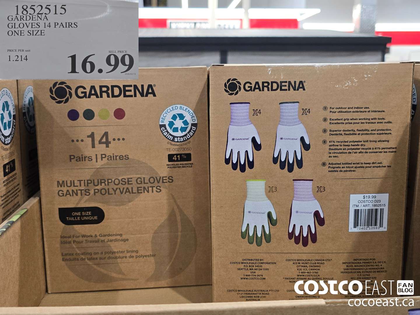 1852515 GARDENA GLOVES 14 PAIRS ONE SIZE $16.99
