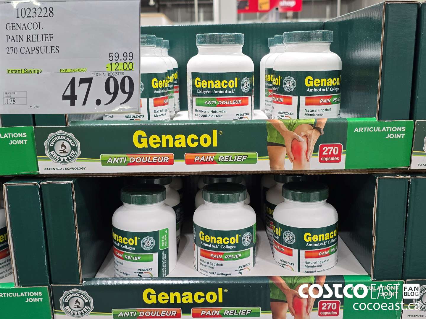 1023228 GENACOL PAIN RELIEF 270 CAPSULES ($12.00 INSTANT SAVINGS EXPIRES ON 2025-03-30) $47.99