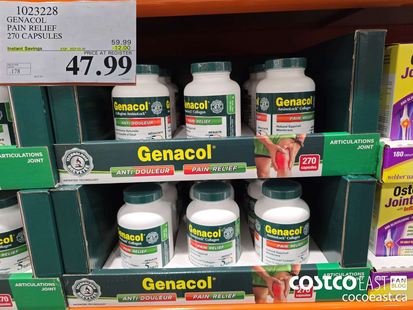 1023228 GENACOL PAIN RELIEF 270 CAPSULES ($12.00 INSTANT SAVINGS EXPIRES ON 2025-03-30) $47.99