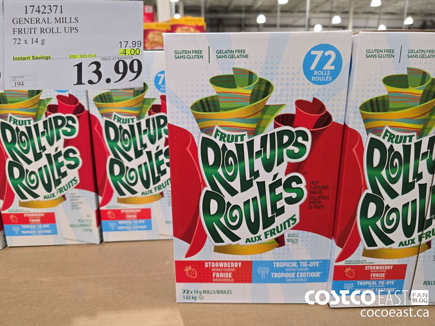 1742371 GENERAL MILLS FRUIT ROLL UPS 72 x 14 G ($4.00 INSTANT SAVINGS EXPIRES ON 2025-03-16) $13.99
