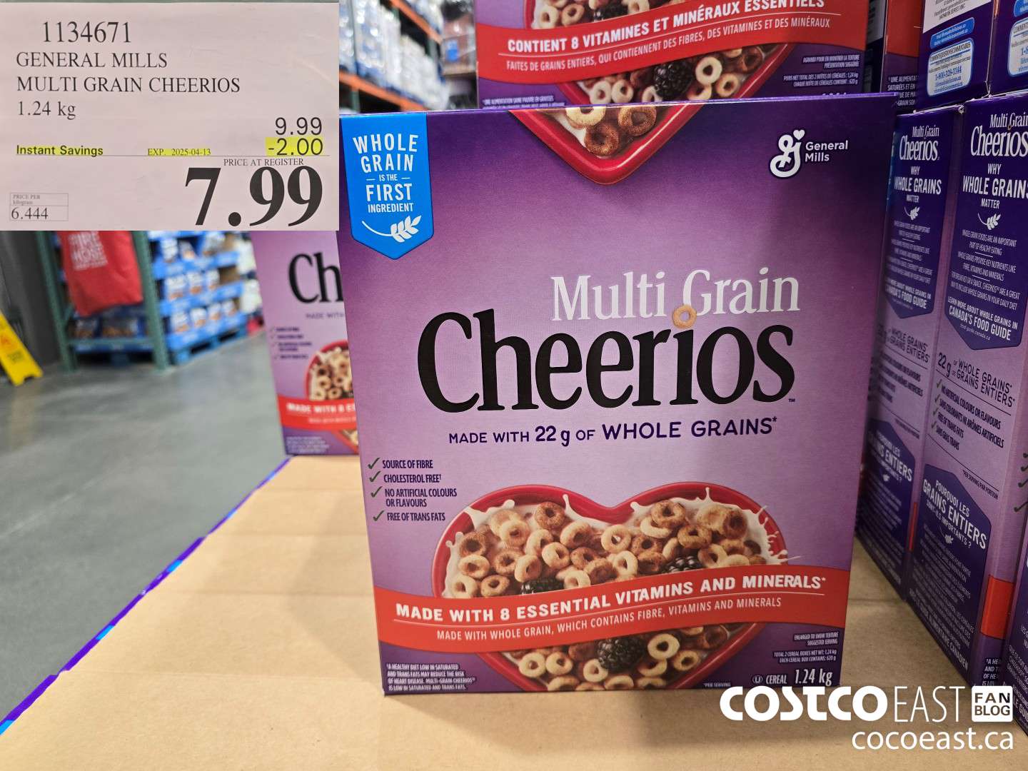 1134671 GENERAL MILLS MULTI-GRAIN CHEERIOS 1.24 KG ($2.00 INSTANT SAVINGS EXPIRES ON 2025-04-13) $7.99