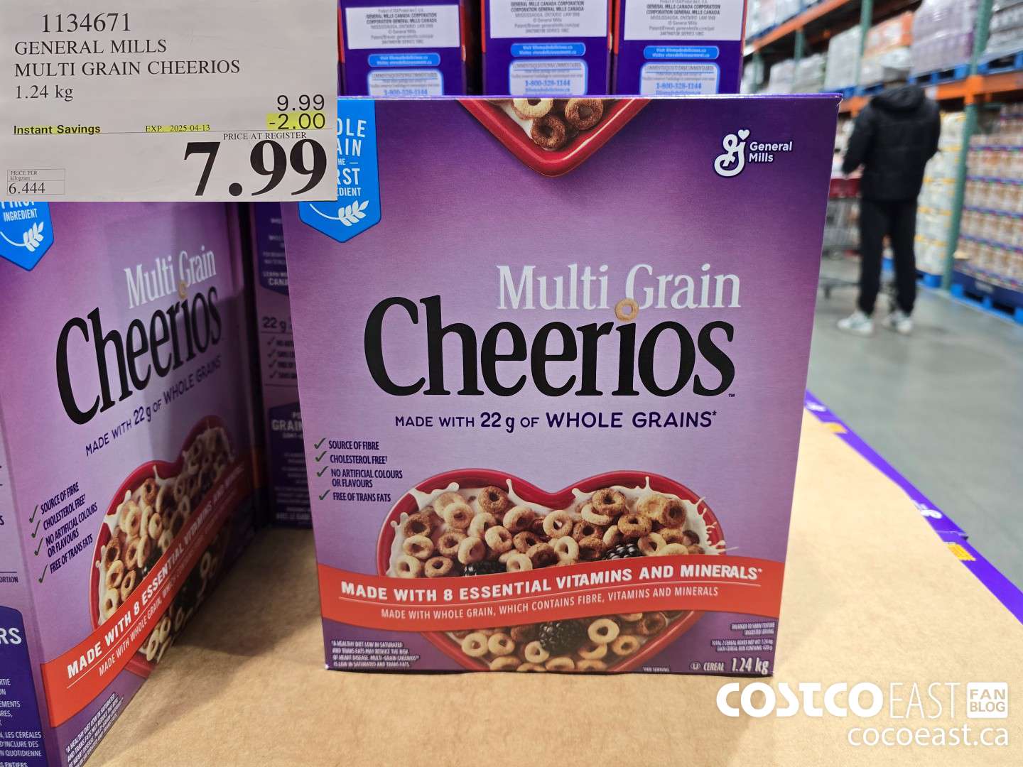 1134671 GENERAL MILLS MULTI-GRAIN CHEERIOS 1.24 KG ($2.00 INSTANT SAVINGS EXPIRES ON 2025-04-13) $7.99