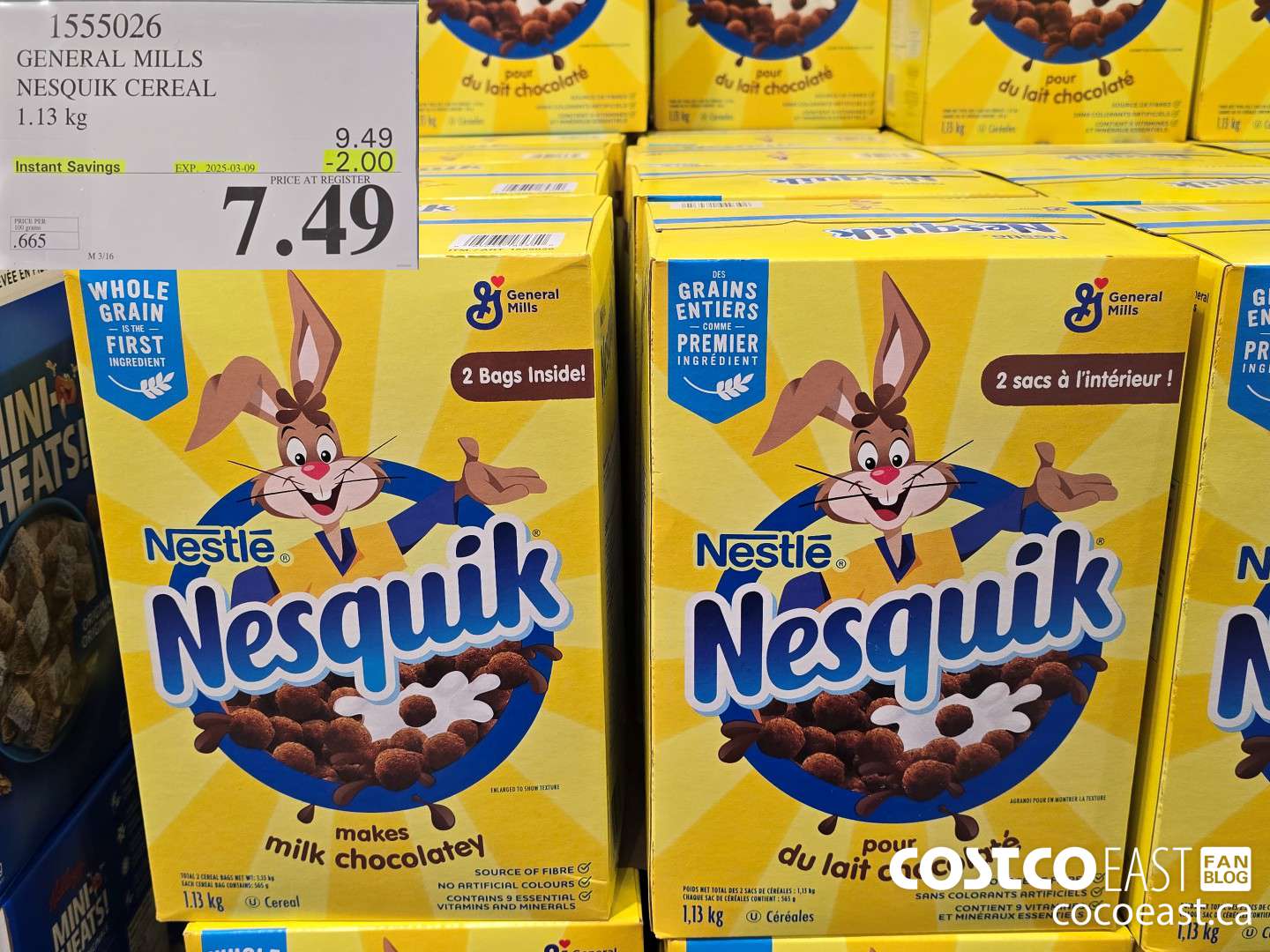 1555026 GENERAL MILLS NESQUIK CEREAL 1.13 KG ($2.00 INSTANT SAVINGS EXPIRES ON 2025-03-09) $7.49