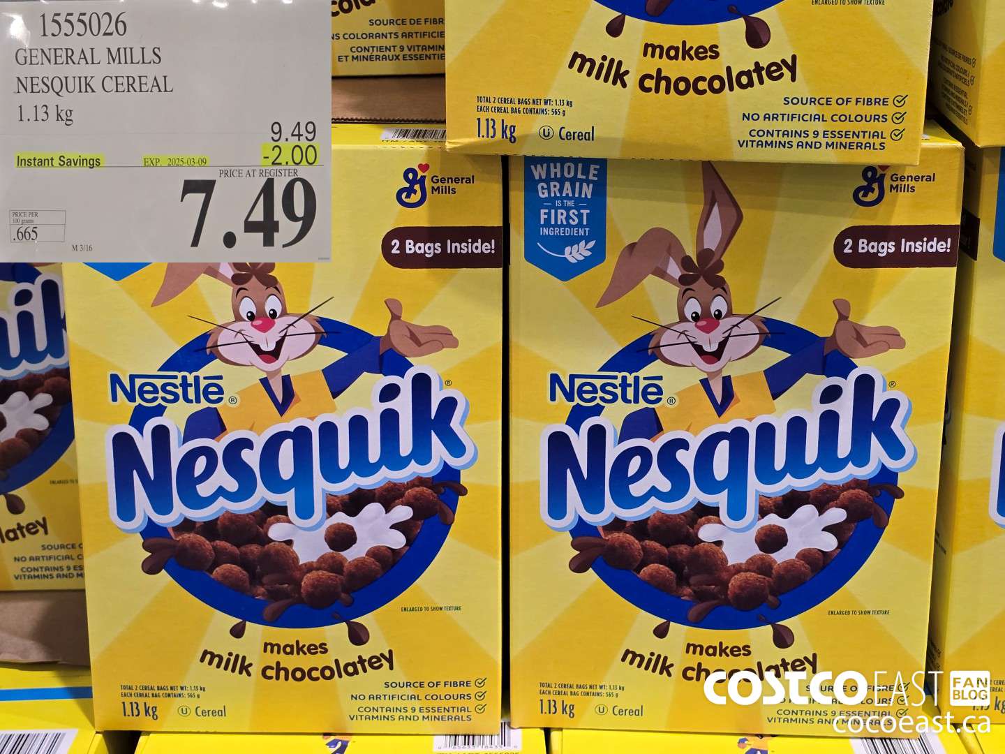 1555026 GENERAL MILLS NESQUIK CEREAL 1.13 KG ($2.00 INSTANT SAVINGS EXPIRES ON 2025-03-09) $7.49