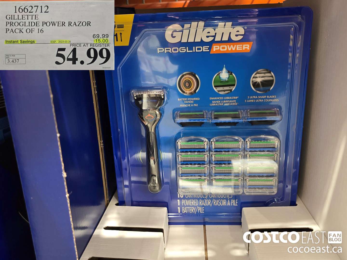 1662712 GILLETTE PROGLIDE POWER RAZOR PACK OF 16 ($15.00 INSTANT SAVINGS EXPIRES ON 2025-03-30) $54.99