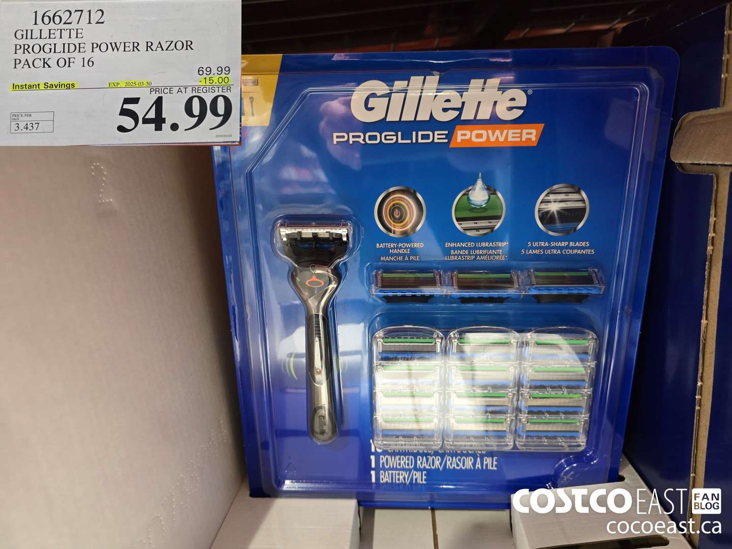 1662712 GILLETTE PROGLIDE POWER RAZOR PACK OF 16 ($15.00 INSTANT SAVINGS EXPIRES ON 2025-03-30) $54.99