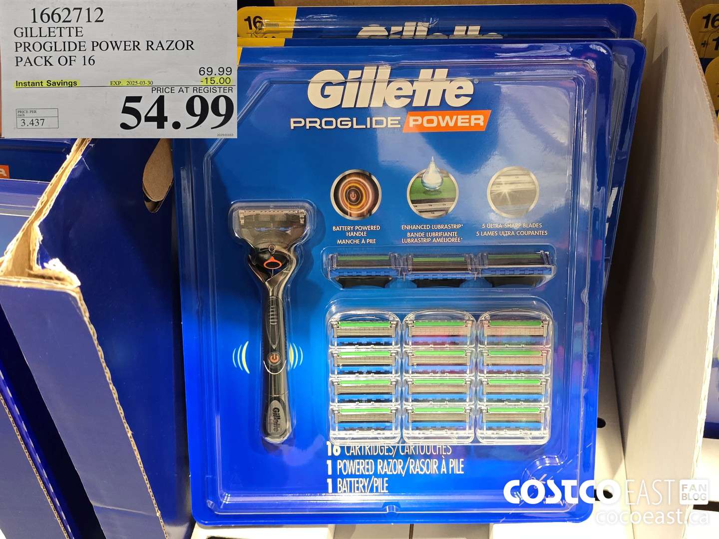 1662712 GILLETTE PROGLIDE POWER RAZOR PACK OF 16 ($15.00 INSTANT SAVINGS EXPIRES ON 2025-03-30) $54.99