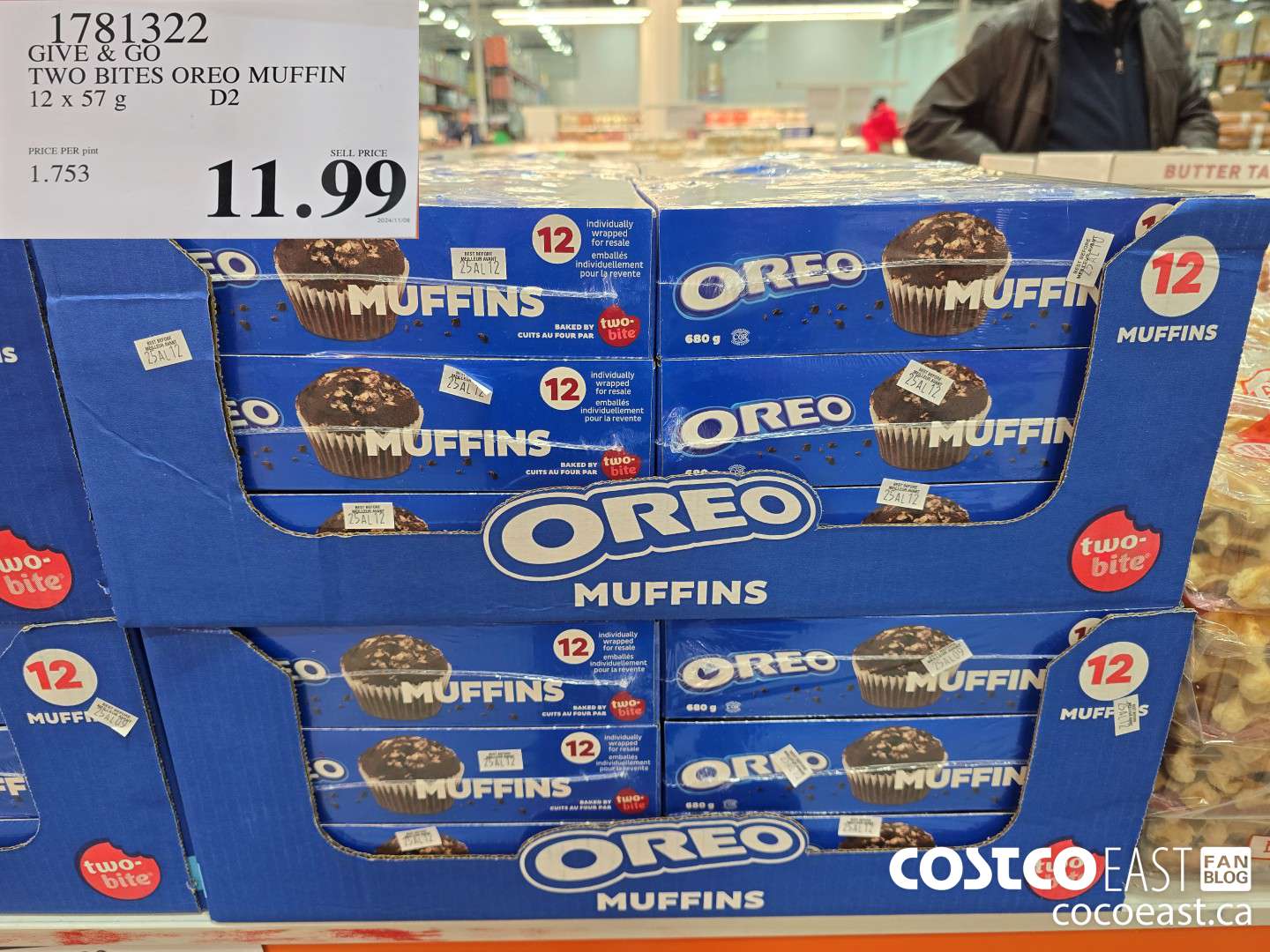 1781322 GIVE & GO TWO BITES OREO MUFFIN 12 x 57 G $11.99