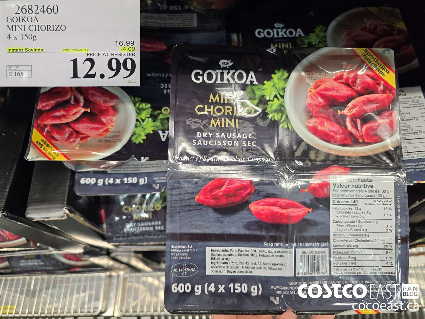 2682460 GOIKOA MINI CHORIZO 4 x 150g ($4.00 INSTANT SAVINGS EXPIRES ON 2025-03-23) $12.99