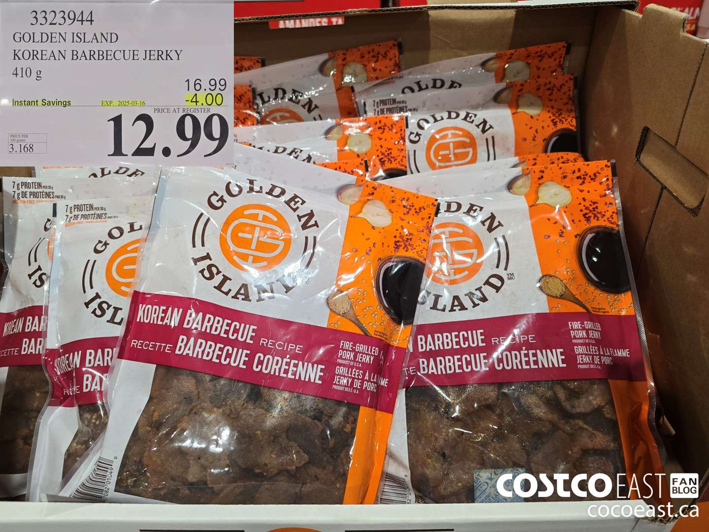 3323944 GOLDEN ISLAND KOREAN BARBECUE JERKY 410 g ($4.00 INSTANT SAVINGS EXPIRES ON 2025-03-16) $12.99