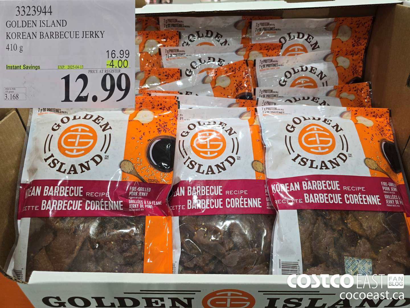 3323944 GOLDEN ISLAND KOREAN BARBECUE JERKY 410 g ($4.00 INSTANT SAVINGS EXPIRES ON 2025-04-13) $12.99