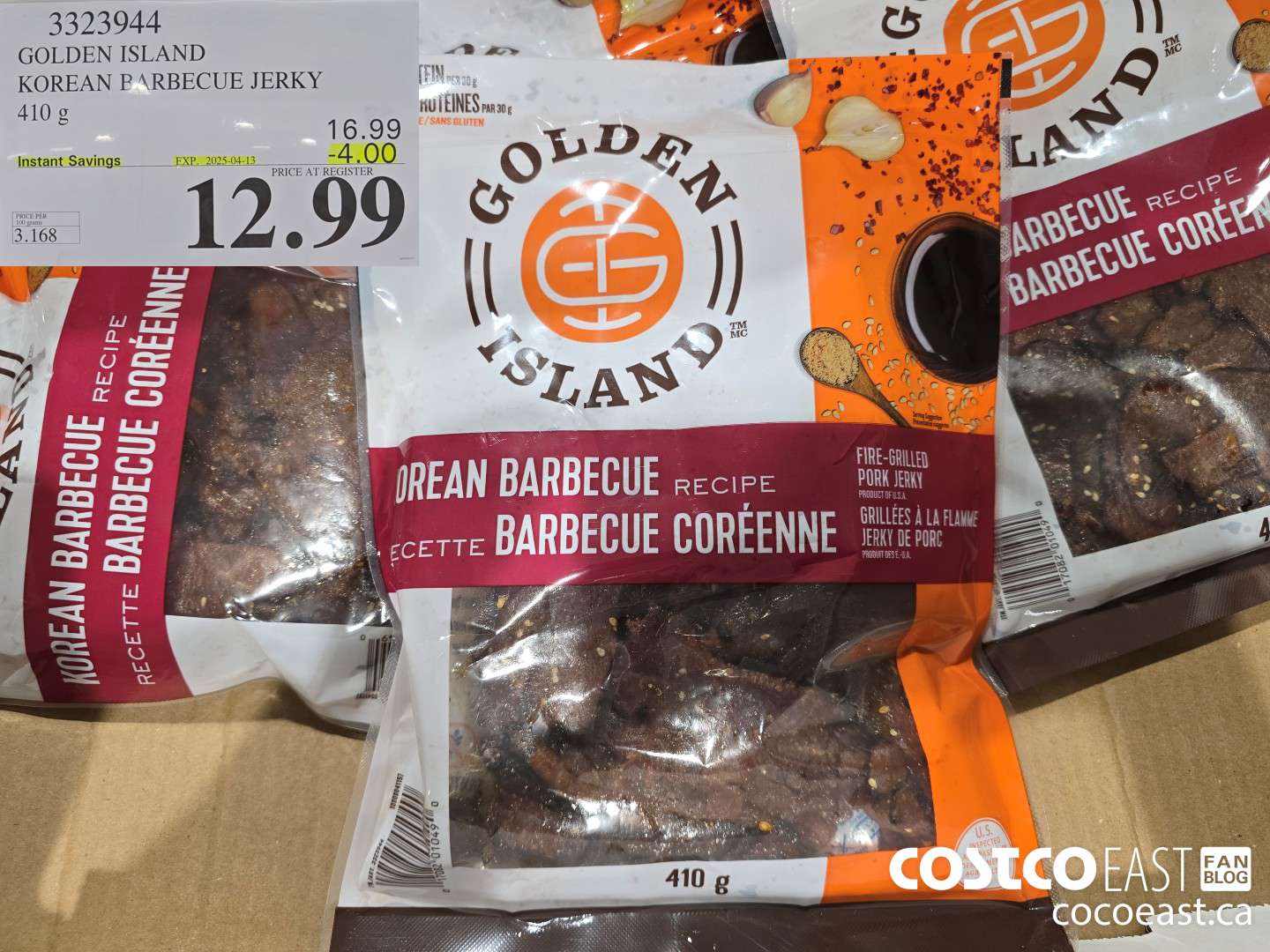 3323944 GOLDEN ISLAND KOREAN BARBECUE JERKY 410 g ($4.00 INSTANT SAVINGS EXPIRES ON 2025-04-13) $12.99