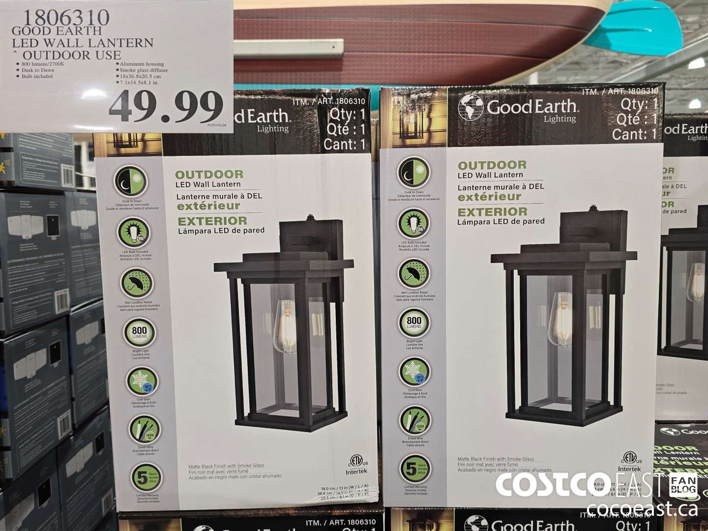 1806310 GOOD EARTH LED WALL LANTERN OUTDOOR USE $49.99