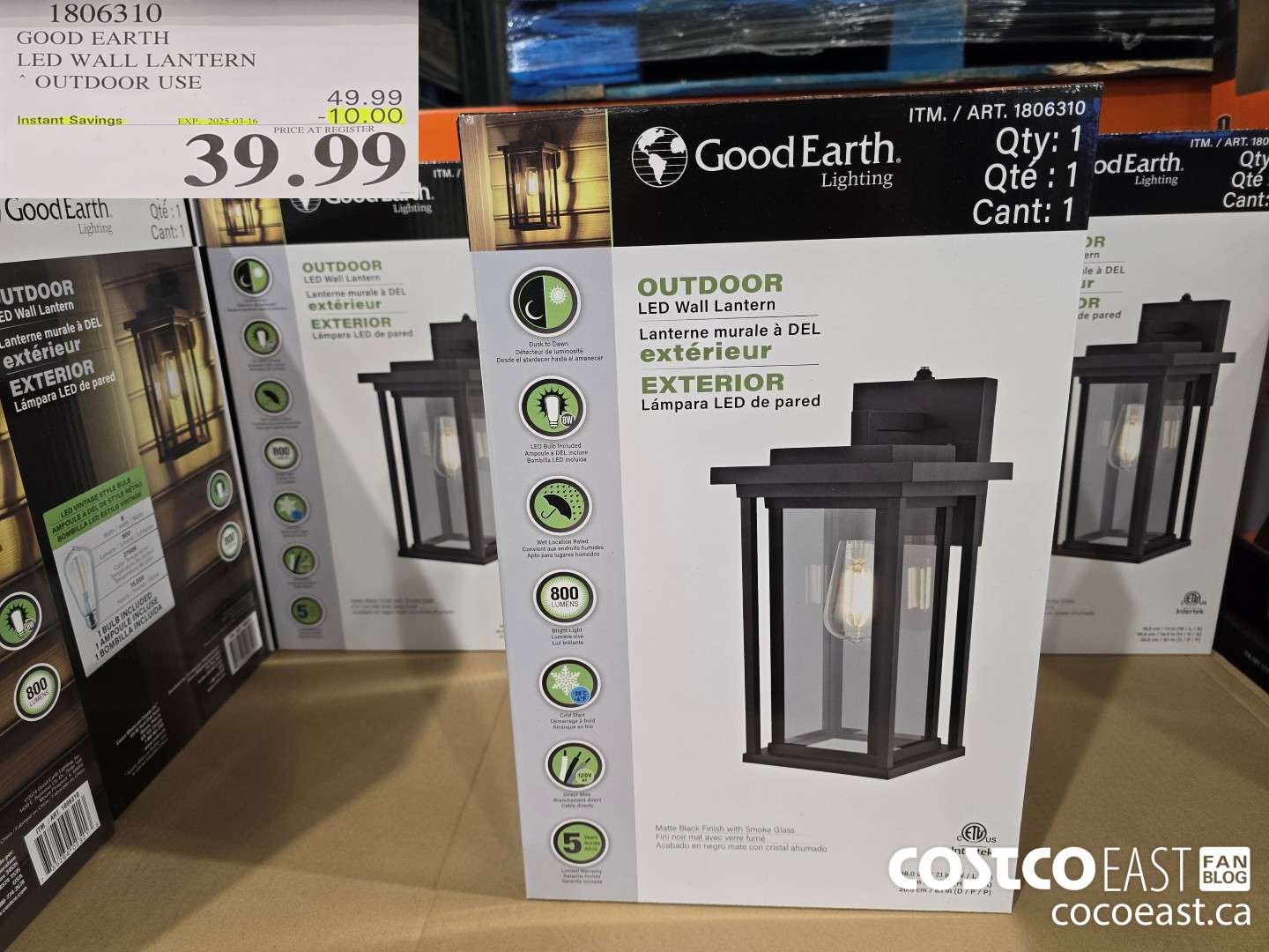 1806310 GOOD EARTH LED WALL LANTERN OUTDOOR USE ($10.00 INSTANT SAVINGS EXPIRES ON 2025-03-16) $39.99