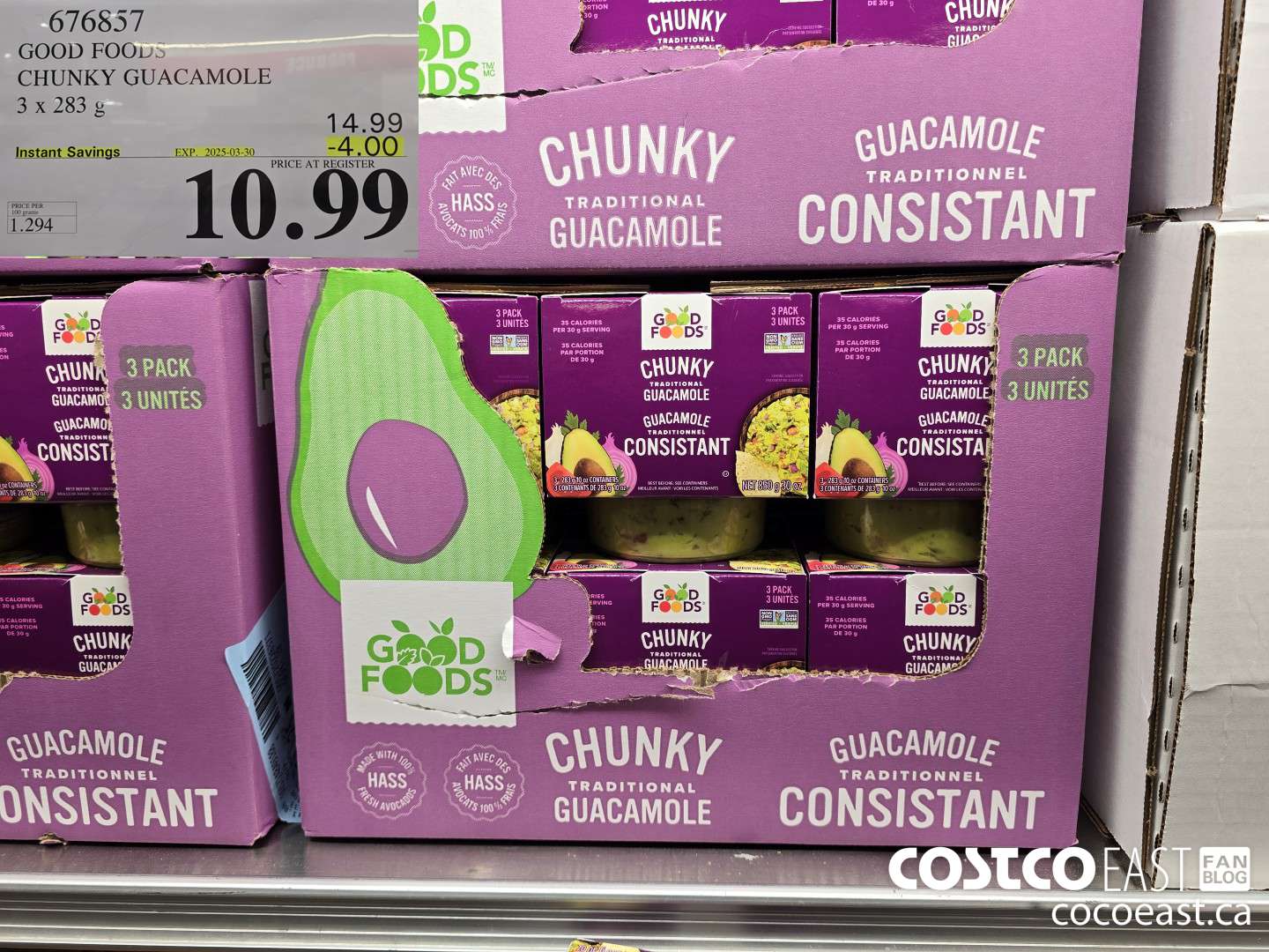 676857 GOOD FOODS CHUNKY GUACAMOLE 3 X 283 G ($4.00 INSTANT SAVINGS EXPIRES ON 2025-03-30) $10.99