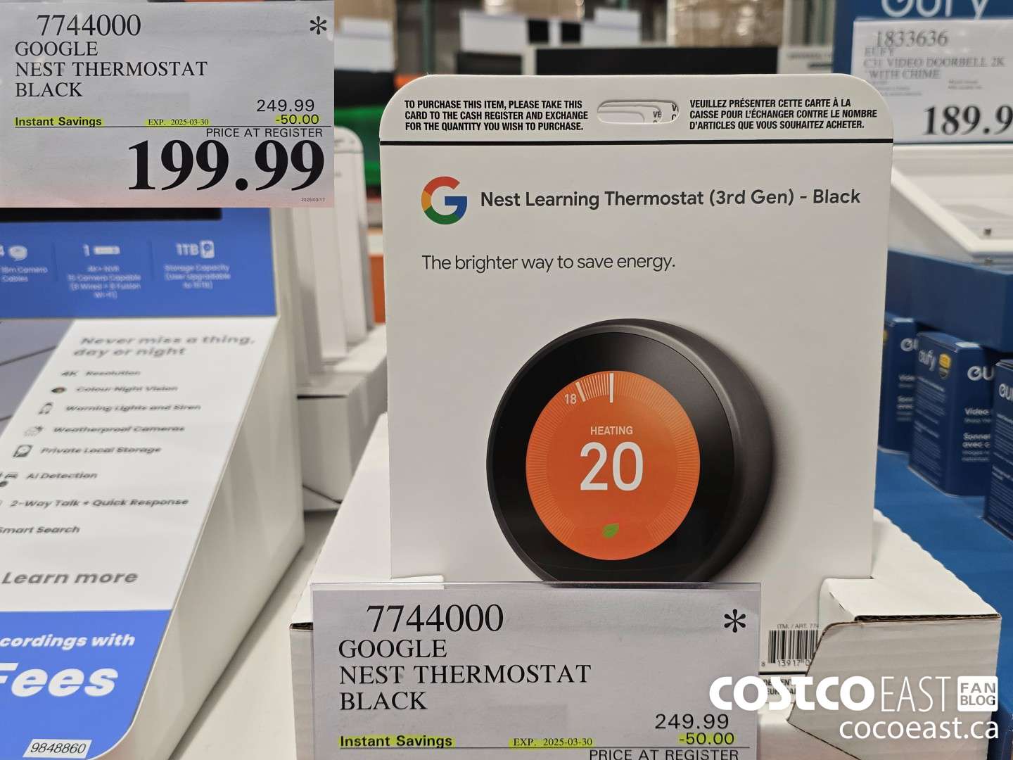 7744000 GOOGLE NEST THERMOSTAT BLACK  ($60.00 INSTANT SAVINGS EXPIRES ON 2025-03-30) $199.99