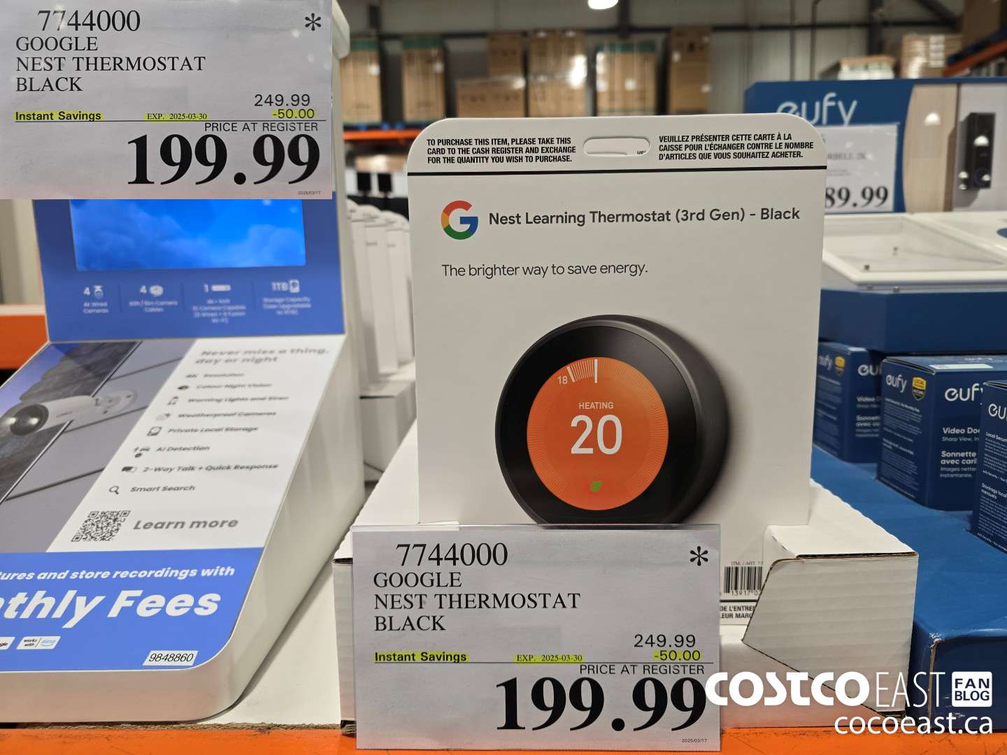 7744000 GOOGLE NEST THERMOSTAT BLACK  ($60.00 INSTANT SAVINGS EXPIRES ON 2025-03-30) $199.99