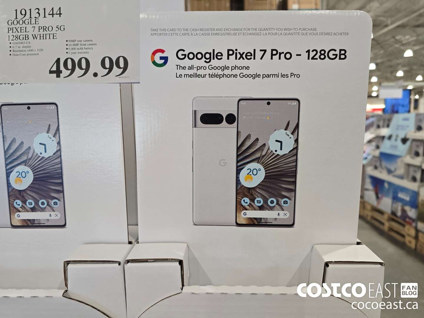 1913144 GOOGLE PIXEL 7 PRO 5G 128GB WHITE $499.99