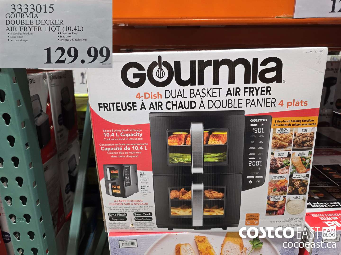 3333015 GOURMIA DOUBLE DECKER AIR FRYER 11QT (10.4L) $129.99