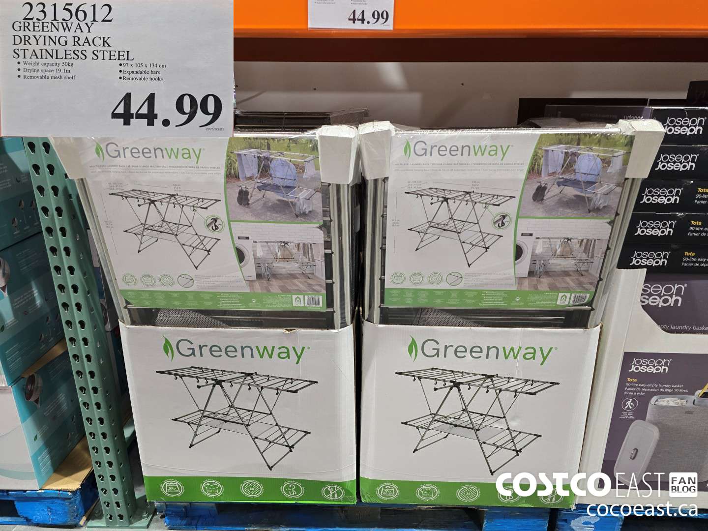 2315612 GREENWAY DRYING RACK STAINLESS STEEL $44.99