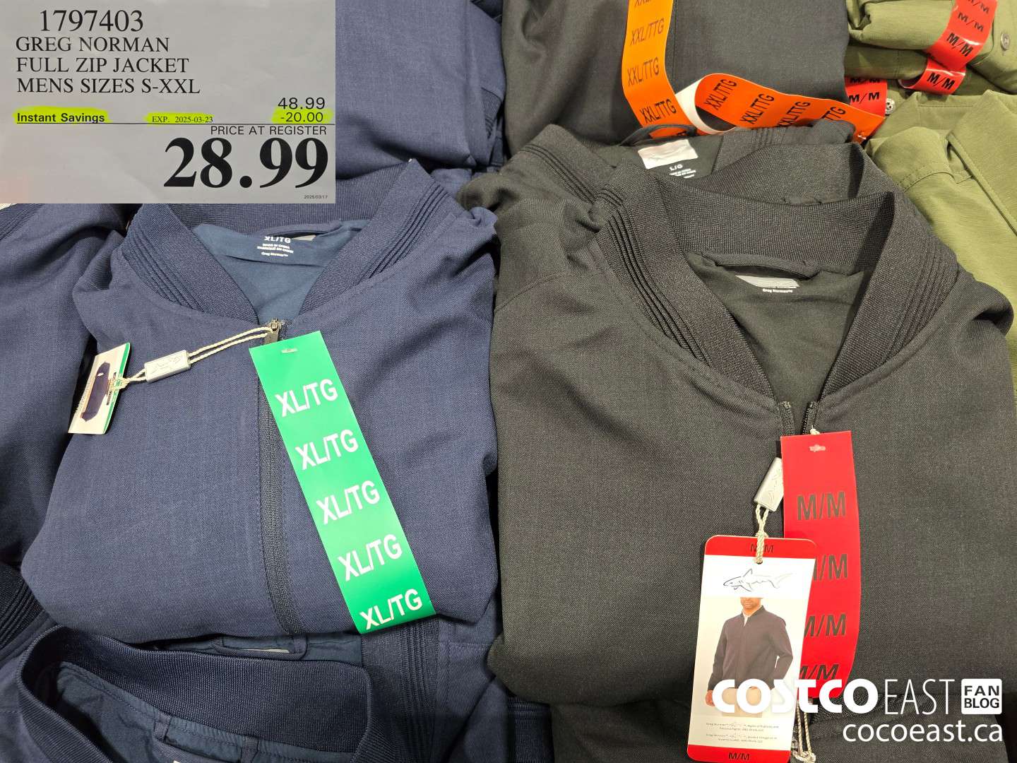 1797403 GREG NORMAN FULL ZIP JACKET MENS SIZES S-XXL ($20.00 INSTANT SAVINGS EXPIRES ON 2025-03-23) $28.99