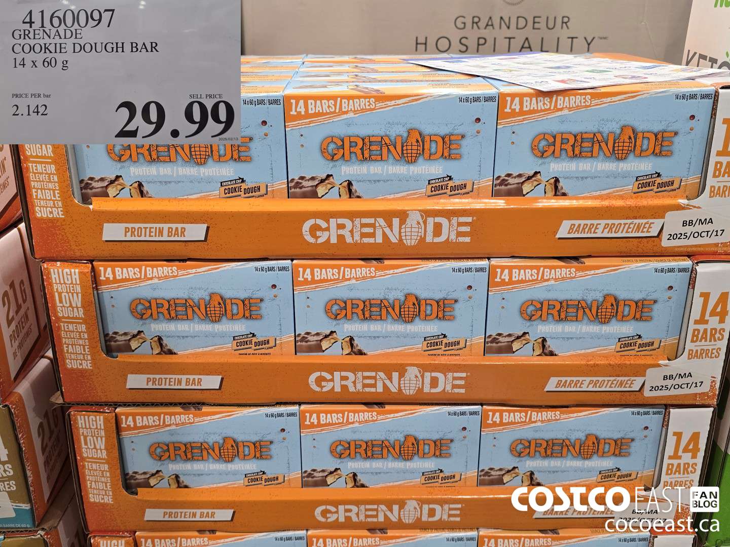 4160097 GRENADE COOKIE DOUGH BAR 14 x 60 g $29.99