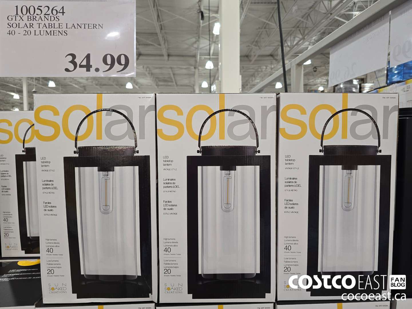 1005264 GTX BRANDS SOLAR TABLE LANTERN 40 - 20 LUMENS $34.99