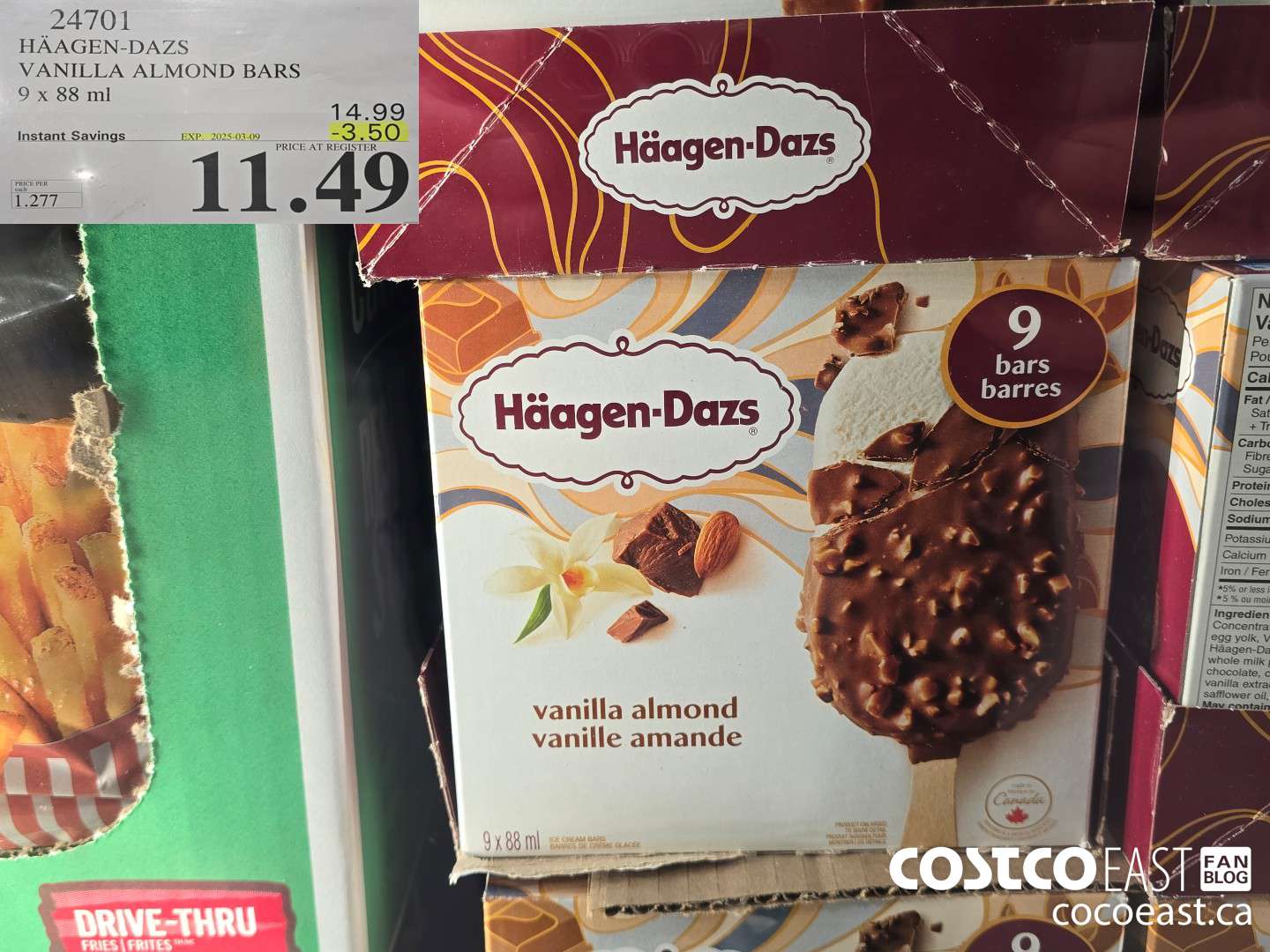 24701 HAAGAN-DAZS VANILLA ALMOND BARS 9 X 88 ML ($3.50 INSTANT SAVINGS EXPIRES ON 2025-03-09) $11.49