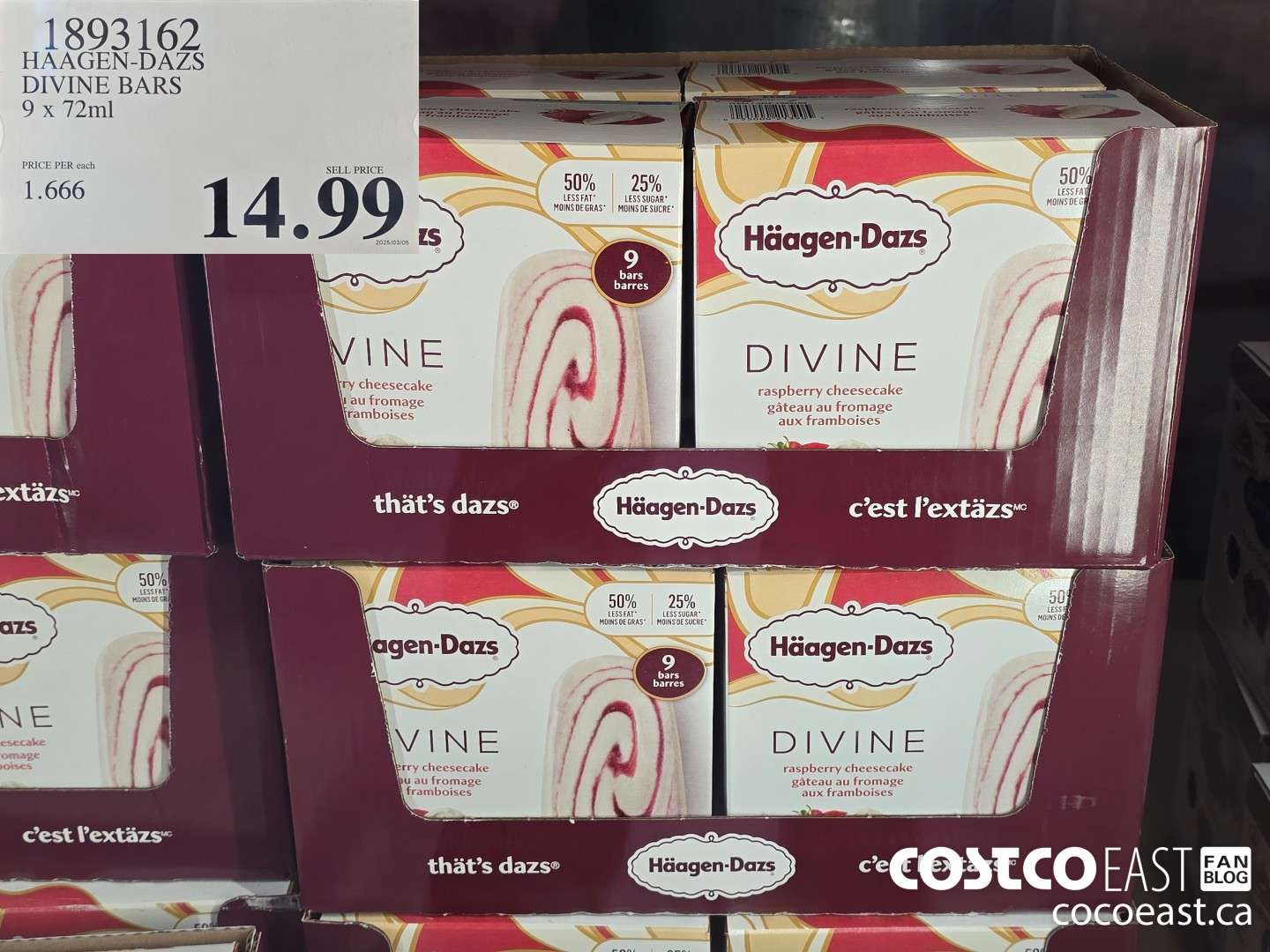 1893162 HAAGEN-DAZS DIVINE BARS 9 x 72ml $14.99