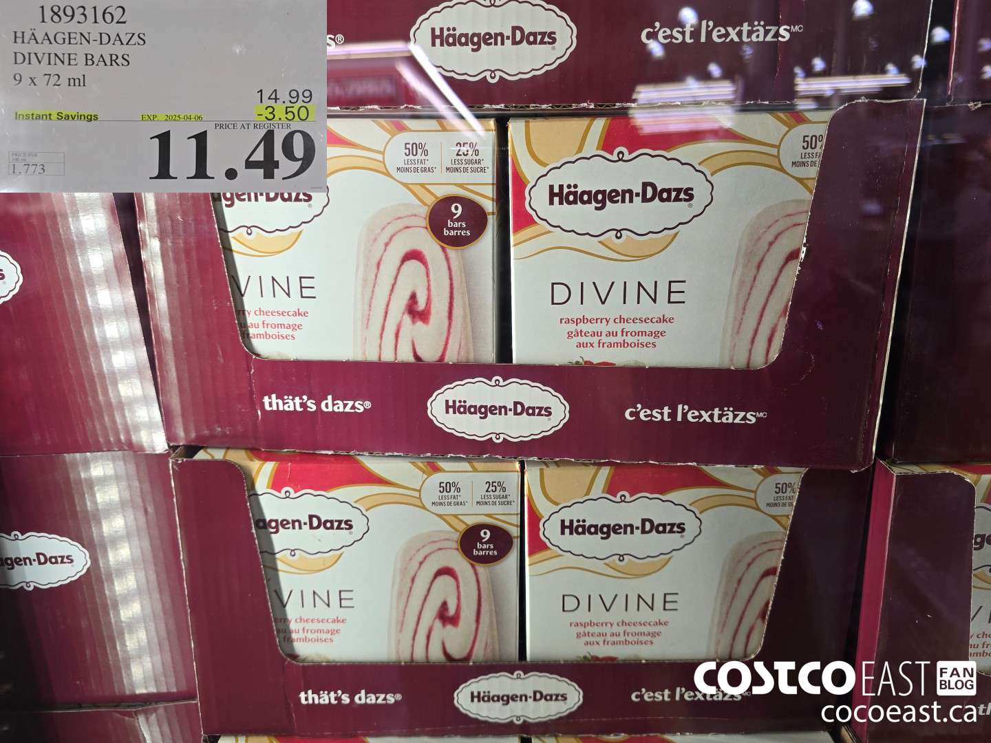 1893162 HAAGEN-DAZS DIVINE BARS 9 x 72ml ($3.50 INSTANT SAVINGS EXPIRES ON 2025-04-06) $11.49