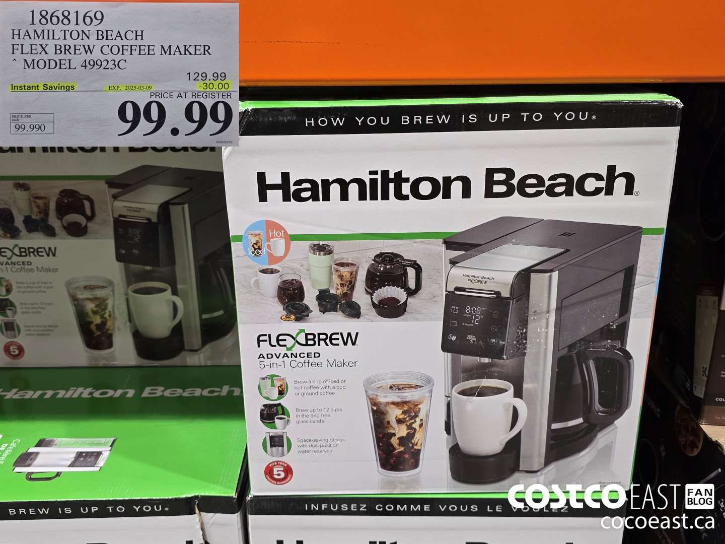 1868169 HAMILTON BEACH FLEX BREW COFFEE MAKER MODEL 49923C ($30.00 INSTANT SAVINGS EXPIRES ON 2025-03-09) $99.99
