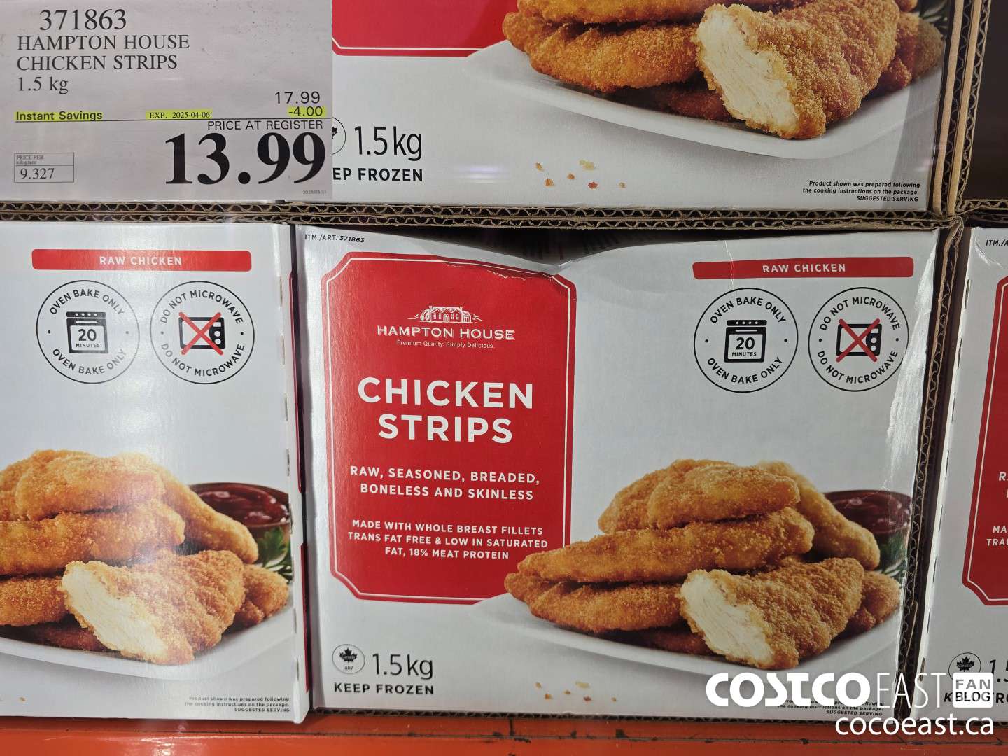 371863 HAMPTON HOUSE CHICKEN STRIPS 1.5 KG ($4.00 INSTANT SAVINGS EXPIRES ON 2025-04-06) $13.99