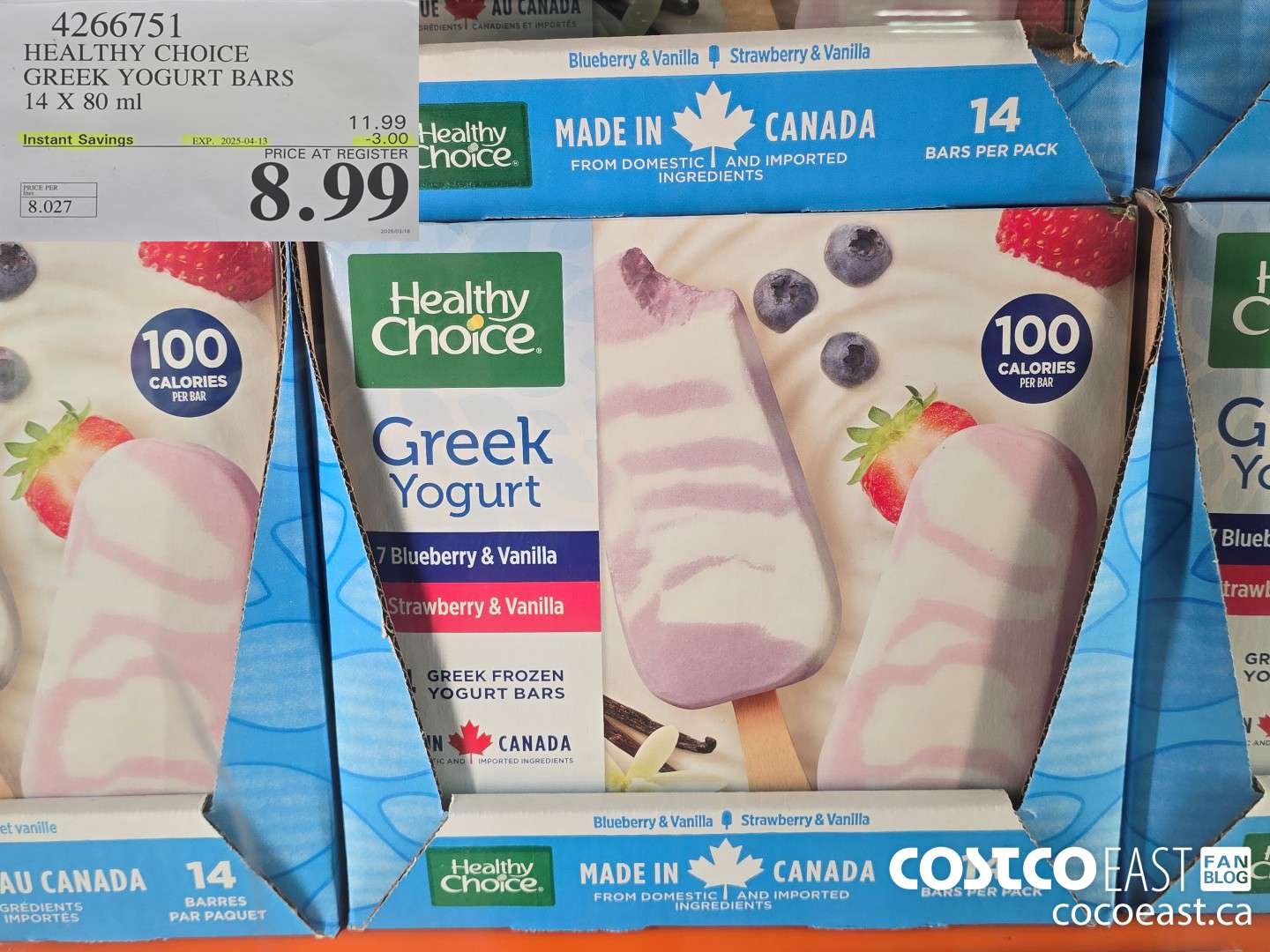 4266751 HEALTHY CHOICE GREEK YOGURT BARS 14 X 80 ml ($3.00 INSTANT SAVINGS EXPIRES ON 2025-04-13) $8.99