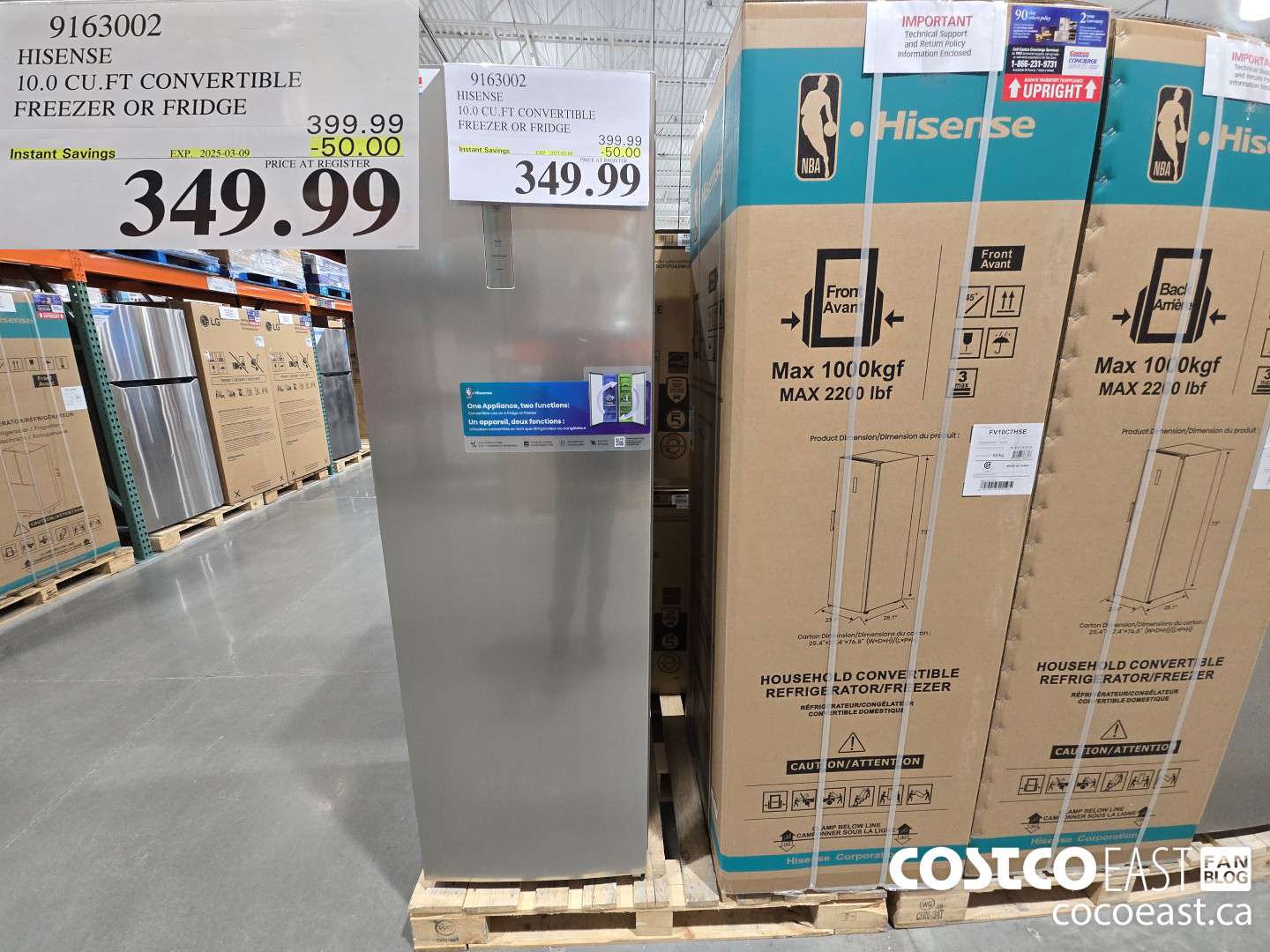 9163002 HISENSE 10.0 CU.FT CONVERTIBLE FREEZER OR FRIDGE ($50.00 INSTANT SAVINGS EXPIRES ON 2025-03-09) $349.99