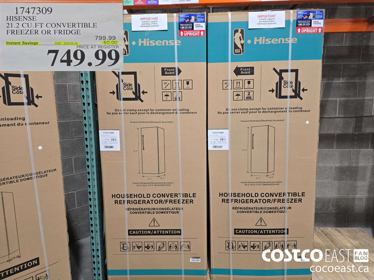 1747309 HISENSE 21.2 CU.FT CONVERTIBLE FREEZER OR FRIDGE ($50.00 INSTANT SAVINGS EXPIRES ON 2025-03-24) $749.99