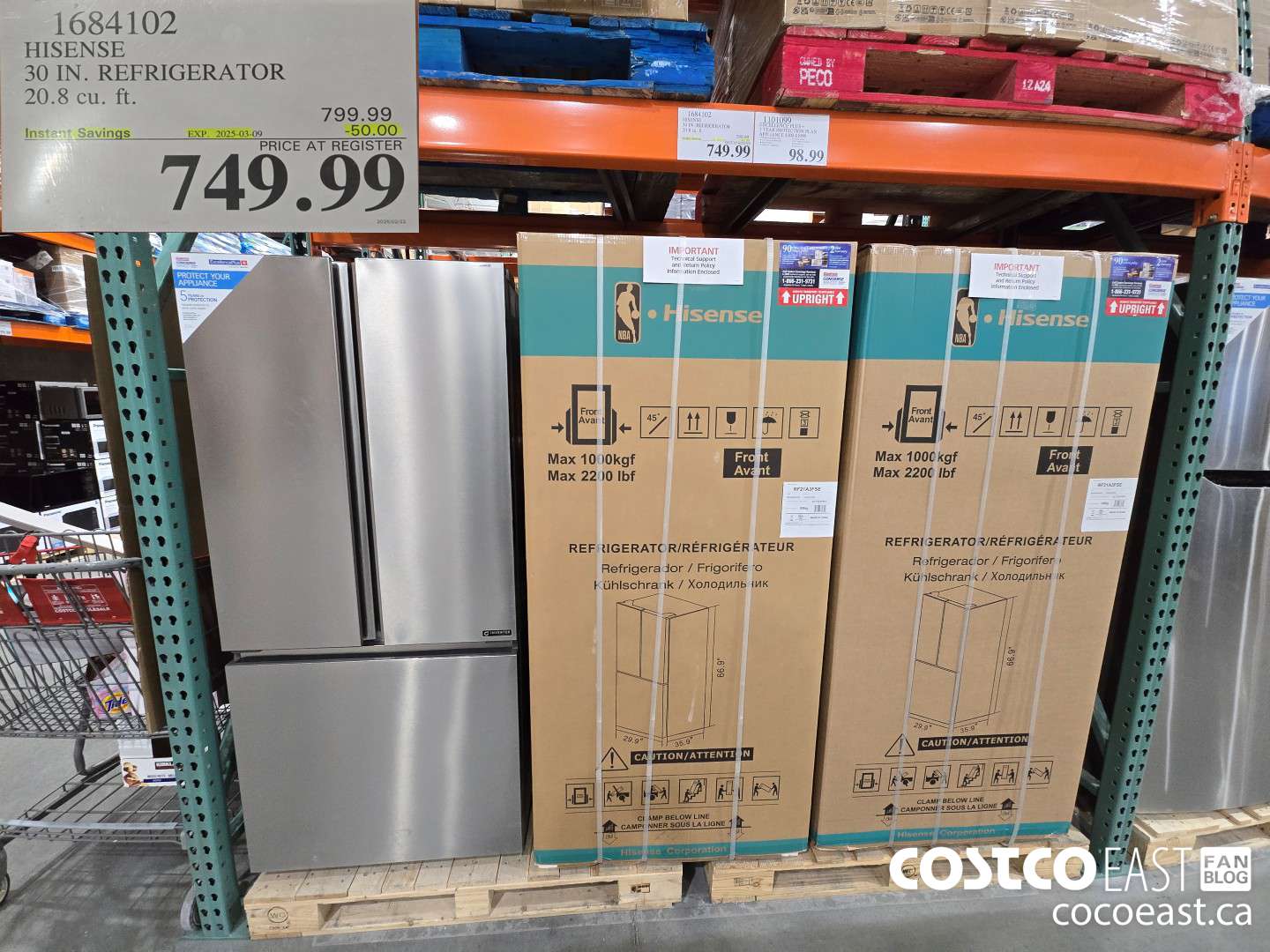 1684102 HISENSE 30 IN. REFRIGERATOR 20.8 CUFT ($50.00 INSTANT SAVINGS EXPIRES ON 2025-03-09) $749.99