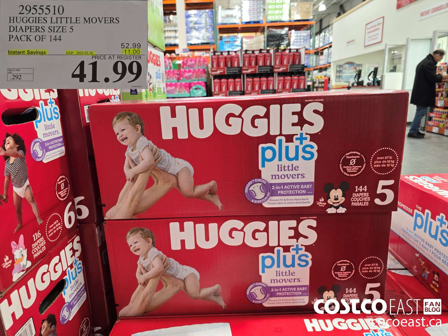 2955510 HUGGIES LITTLE MOVERS DIAPERS SIZE 5 PACK OF 144 ($11.00 INSTANT SAVINGS EXPIRES ON 2025-03-16) $41.99