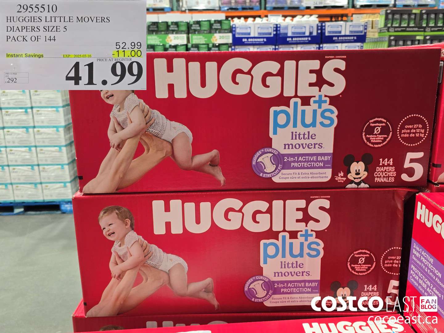 2955510 HUGGIES LITTLE MOVERS DIAPERS SIZE 5 PACK OF 144 ($11.00 INSTANT SAVINGS EXPIRES ON 2025-03-16) $41.99