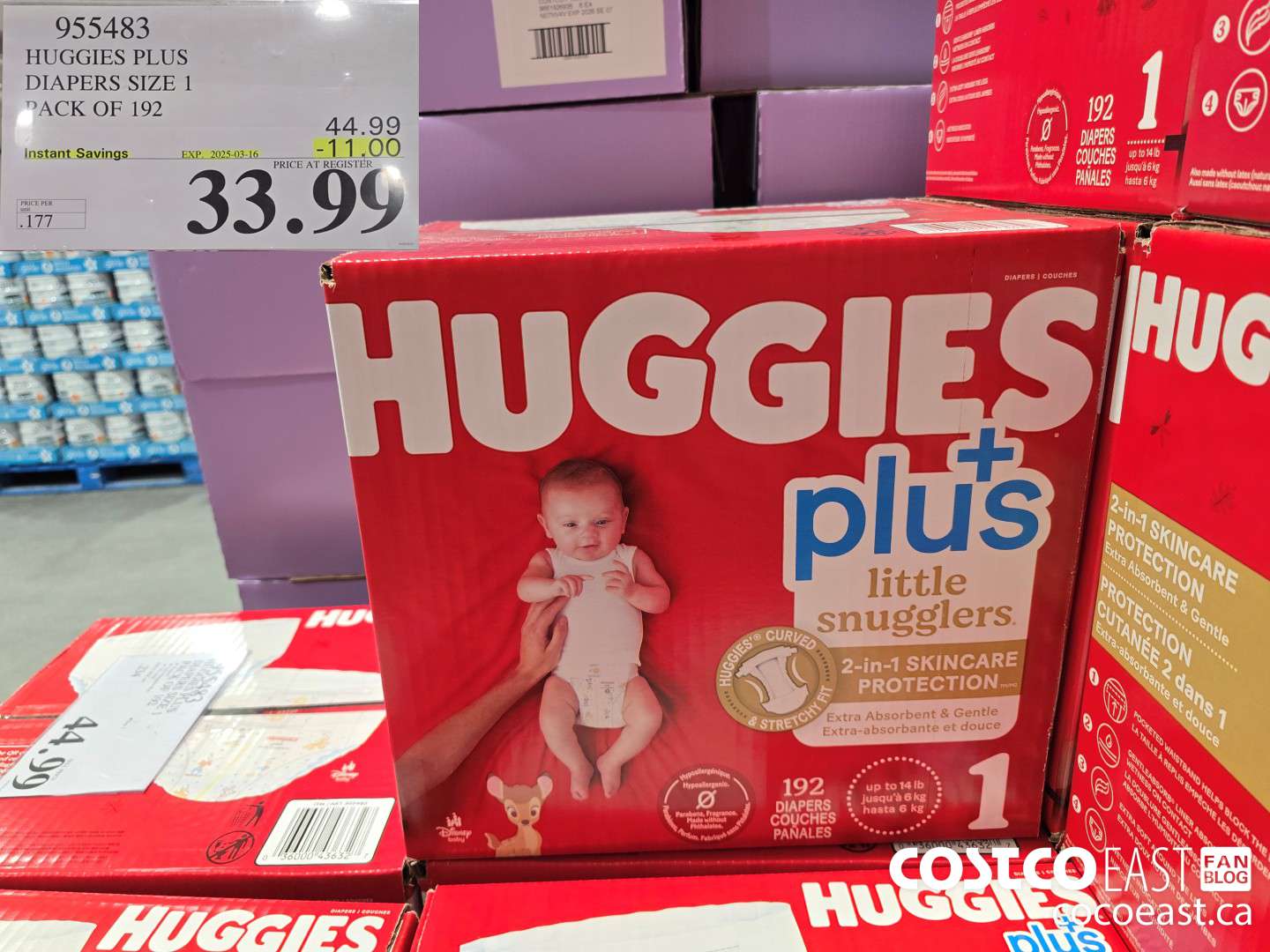 955483 HUGGIES PLUS DIAPERS SIZE 1 PACK OF 192 ($11.00 INSTANT SAVINGS EXPIRES ON 2025-03-16) $33.99