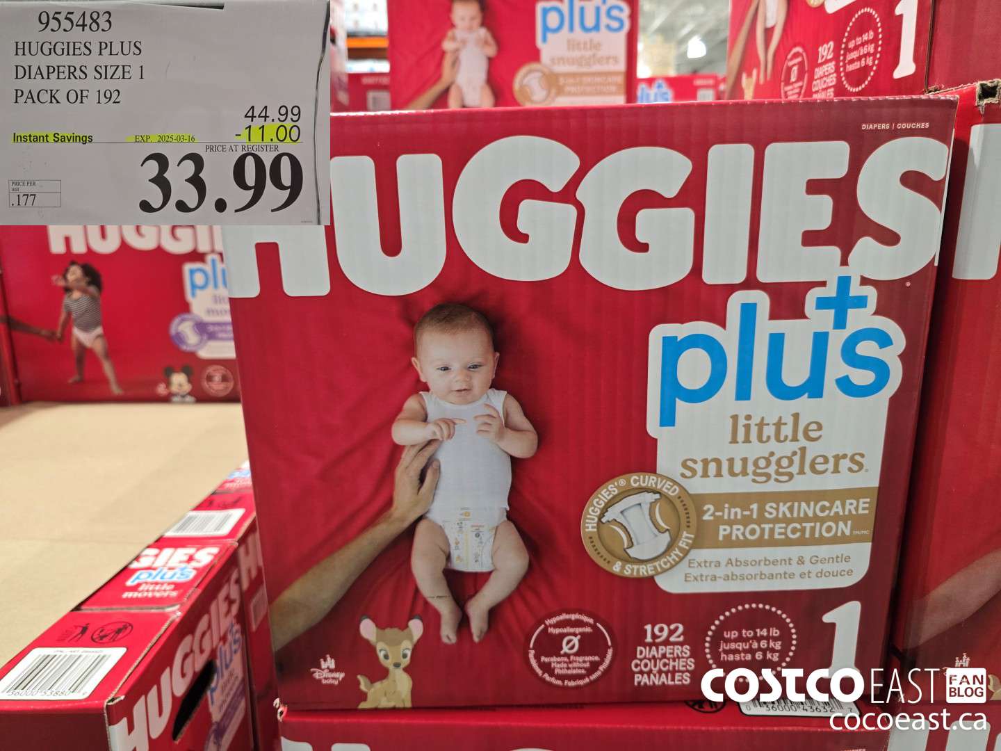 955483 HUGGIES PLUS DIAPERS SIZE 1 PACK OF 192 ($11.00 INSTANT SAVINGS EXPIRES ON 2025-03-16) $33.99
