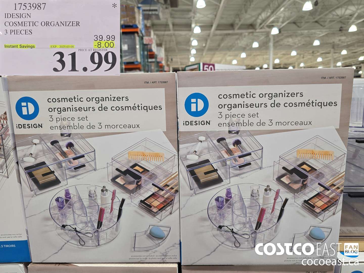 1753987 IDESIGN COSMETIC ORGANIZER 3 PIECES ($8.00 INSTANT SAVINGS EXPIRES ON 2025-03-09) $31.99