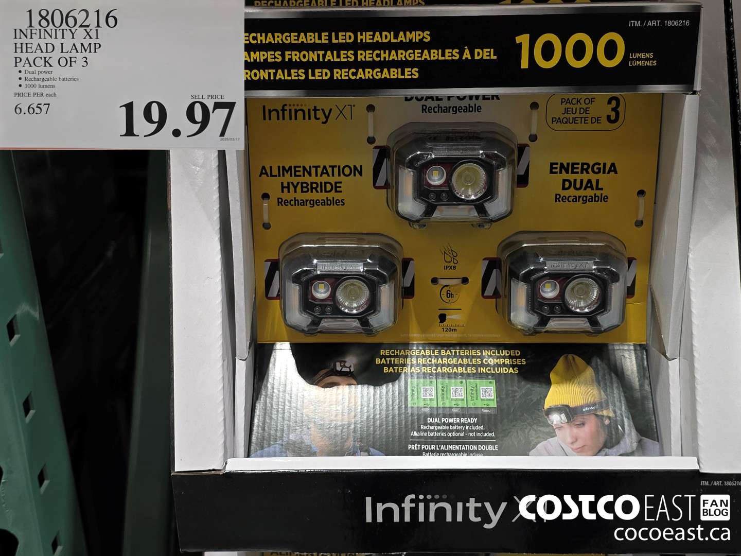 1806216 INFINITY X1 HEAD LAMP PACK OF 3 $19.97